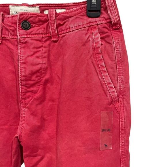 NWT Abercrombie and Fitch Mens Slim‎ Straight Chino Red Pants 28x30 - Picture 3 of 13